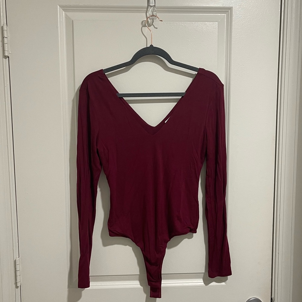 Burgundy Size L Long Sleeve Bodysuit